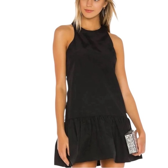 Amanda Uprichard Alejandra Black Ruffled Hem Mini Dress - Picture 1 of 10